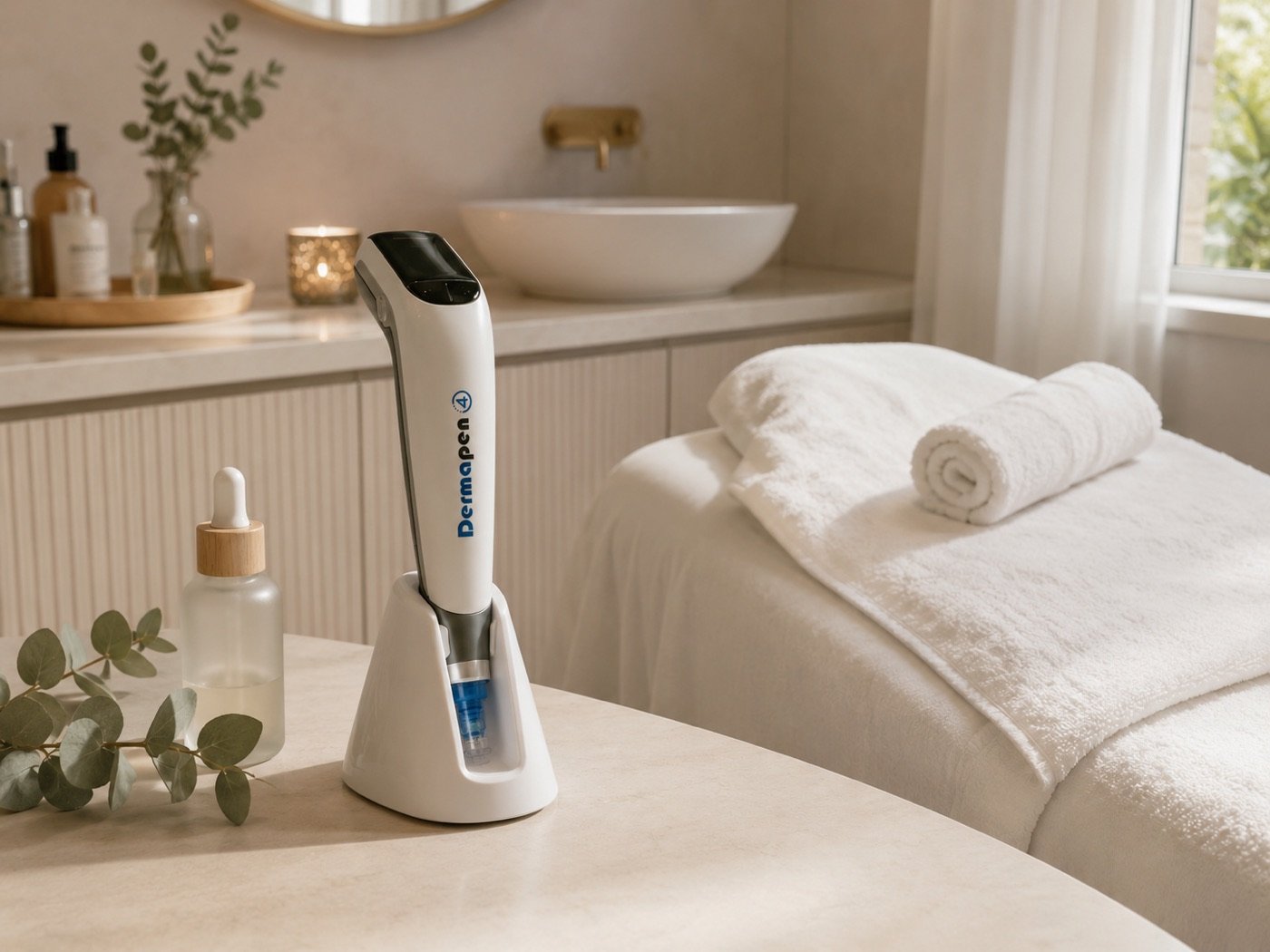 Der Dermapen Pro in seiner Ladestation im Behandlungsraum von Body Couture