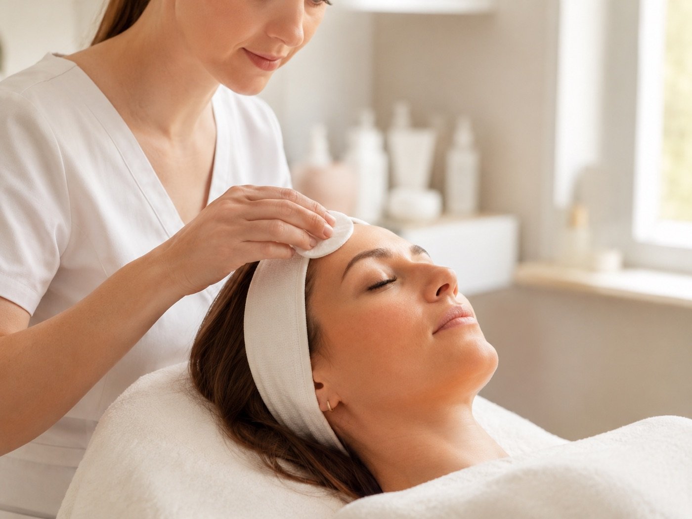 Reinigung der Haut vor dem Microneedling im Studio von Body Couture